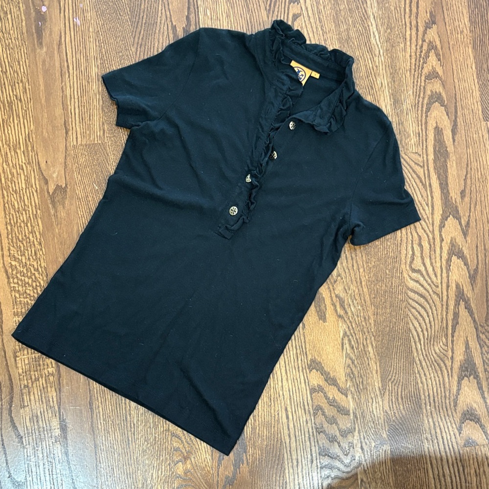 Tory Burch Black Ruffled Top